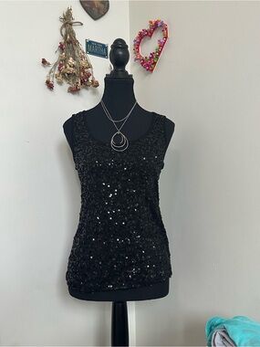 Jessica Black Sequin Scoop Neck Camisole